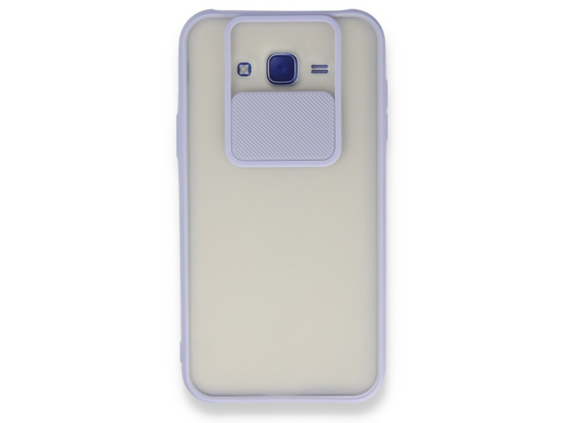 Newface Samsung Galaxy J7 Kılıf Palm Buzlu Kamera Sürgülü Silikon - Lila