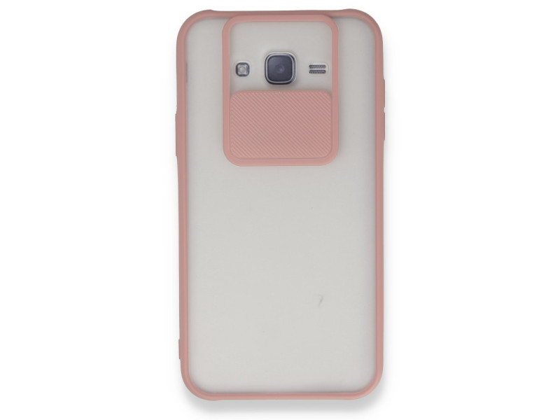 Newface Samsung Galaxy J7 Kılıf Palm Buzlu Kamera Sürgülü Silikon - Pembe