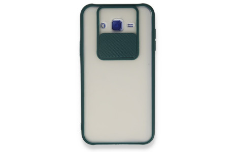 Newface Samsung Galaxy J7 Kılıf Palm Buzlu Kamera Sürgülü Silikon - Yeşil