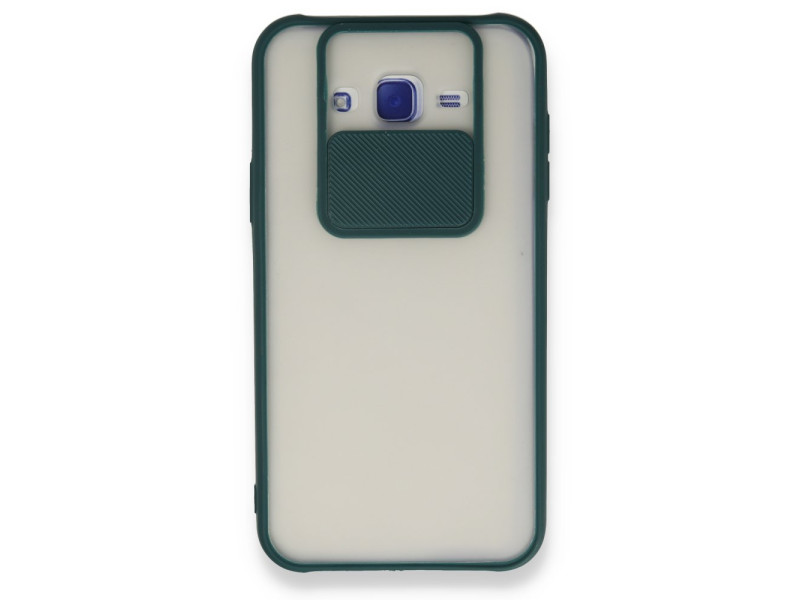 Newface Samsung Galaxy J7 Kılıf Palm Buzlu Kamera Sürgülü Silikon - Yeşil