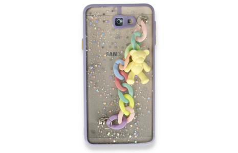 Newface Samsung Galaxy J7 Prime Kılıf Ayıcıklı Silikon - Lila