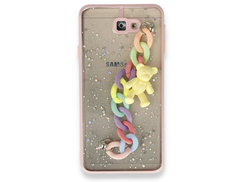 Newface Samsung Galaxy J7 Prime Kılıf Ayıcıklı Silikon - Pembe