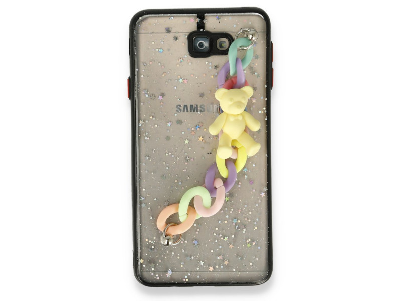 Newface Samsung Galaxy J7 Prime Kılıf Ayıcıklı Silikon - Siyah