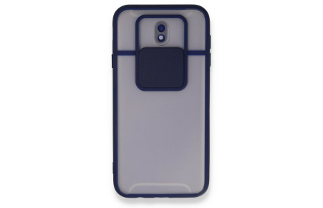 Newface Samsung Galaxy J7 Pro / J730 Kılıf Palm Buzlu Kamera Sürgülü Silikon - Lacivert