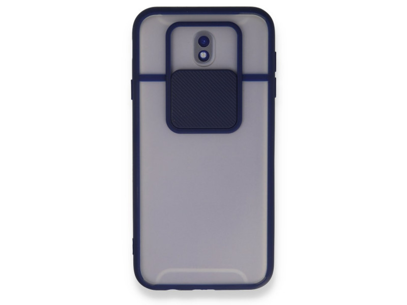 Newface Samsung Galaxy J7 Pro / J730 Kılıf Palm Buzlu Kamera Sürgülü Silikon - Lacivert