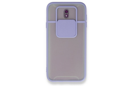 Newface Samsung Galaxy J7 Pro / J730 Kılıf Palm Buzlu Kamera Sürgülü Silikon - Lila
