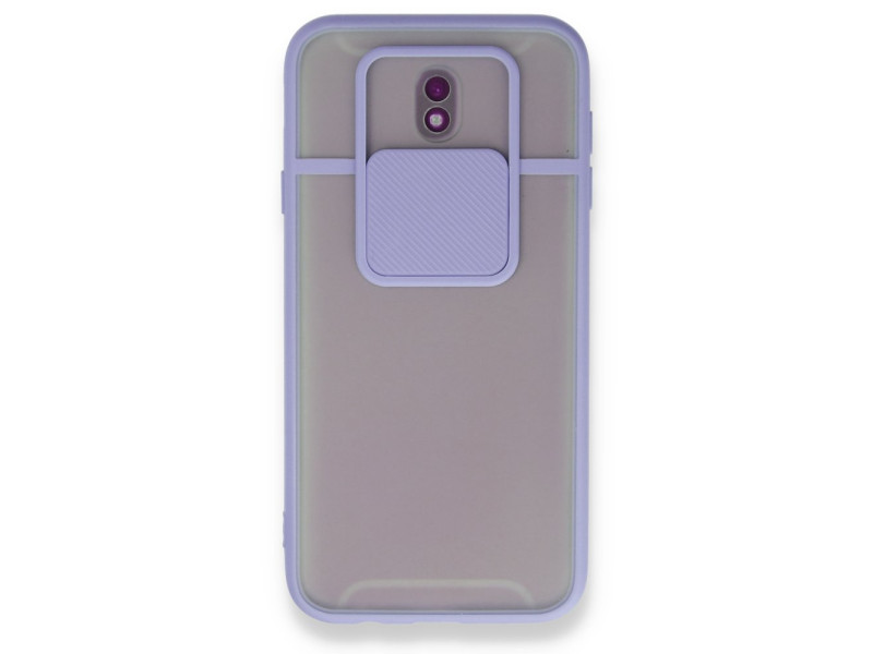 Newface Samsung Galaxy J7 Pro / J730 Kılıf Palm Buzlu Kamera Sürgülü Silikon - Lila