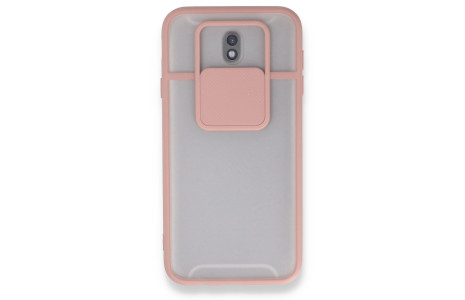 Newface Samsung Galaxy J7 Pro / J730 Kılıf Palm Buzlu Kamera Sürgülü Silikon - Pembe