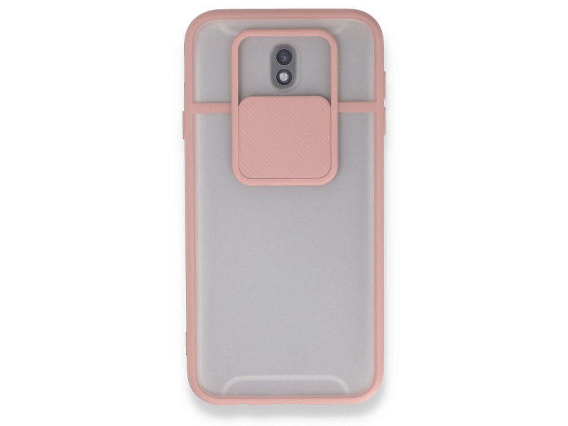 Newface Samsung Galaxy J7 Pro / J730 Kılıf Palm Buzlu Kamera Sürgülü Silikon - Pembe