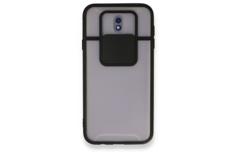 Newface Samsung Galaxy J7 Pro / J730 Kılıf Palm Buzlu Kamera Sürgülü Silikon - Siyah