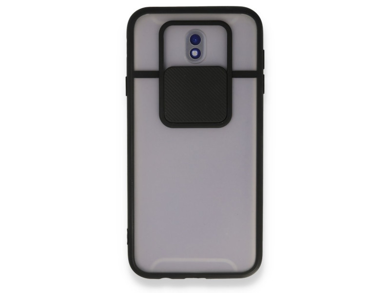 Newface Samsung Galaxy J7 Pro / J730 Kılıf Palm Buzlu Kamera Sürgülü Silikon - Siyah