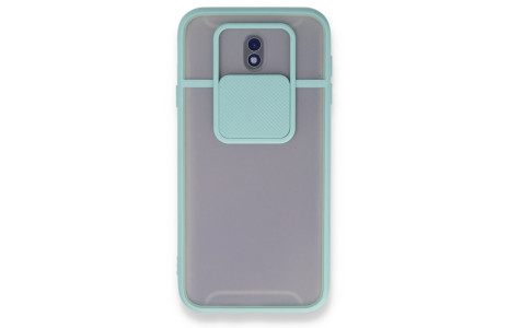Newface Samsung Galaxy J7 Pro / J730 Kılıf Palm Buzlu Kamera Sürgülü Silikon - Turkuaz