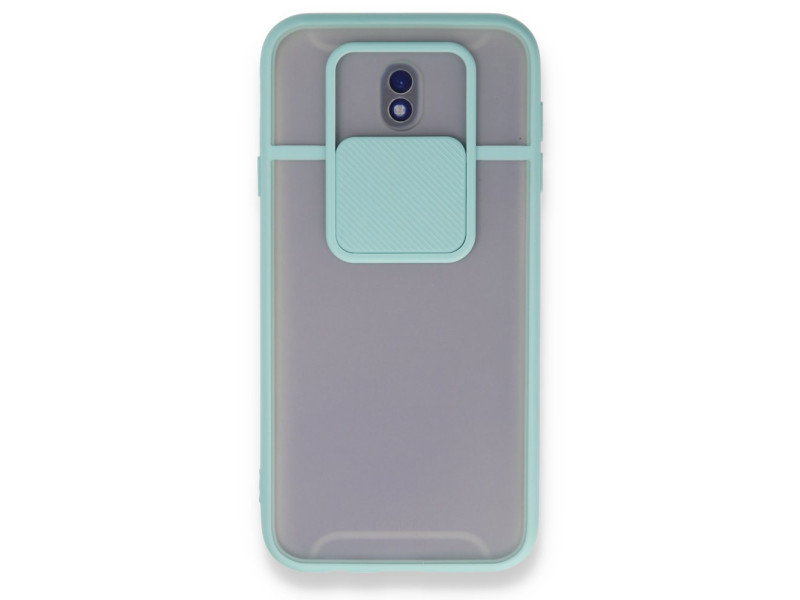 Newface Samsung Galaxy J7 Pro / J730 Kılıf Palm Buzlu Kamera Sürgülü Silikon - Turkuaz
