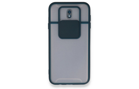 Newface Samsung Galaxy J7 Pro / J730 Kılıf Palm Buzlu Kamera Sürgülü Silikon - Yeşil