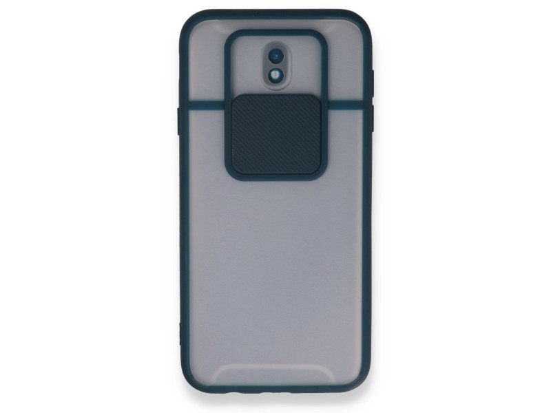 Newface Samsung Galaxy J7 Pro / J730 Kılıf Palm Buzlu Kamera Sürgülü Silikon - Yeşil