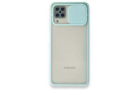 Newface Samsung Galaxy M12 Kılıf Palm Buzlu Kamera Sürgülü Silikon - Turkuaz
