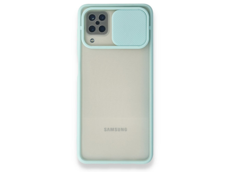 Newface Samsung Galaxy M12 Kılıf Palm Buzlu Kamera Sürgülü Silikon - Turkuaz