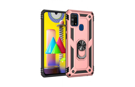 Newface Samsung Galaxy M30S Kılıf Sofya Yüzüklü Silikon Kapak - Rose