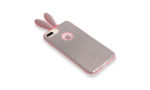 Newface Samsung Galaxy S10E Kılıf Rabbit Simli Silikon - Pembe