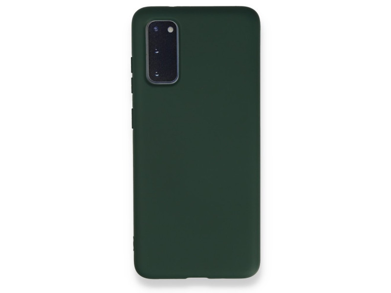Newface Samsung Galaxy S20 Kılıf Nano içi Kadife Silikon - Koyu Yeşil