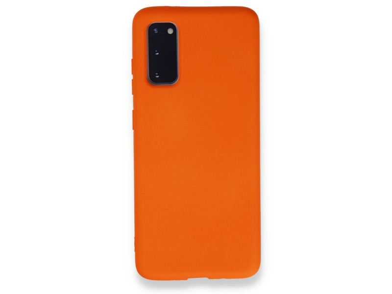 Newface Samsung Galaxy S20 Kılıf Nano içi Kadife Silikon - Turuncu