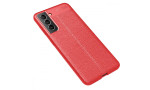 Newface Samsung Galaxy S21 FE Kılıf Focus Derili Silikon - Kırmızı