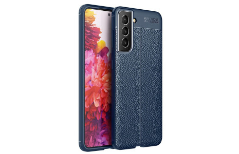 Newface Samsung Galaxy S21 FE Kılıf Focus Derili Silikon - Lacivert