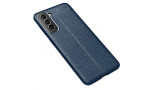 Newface Samsung Galaxy S21 FE Kılıf Focus Derili Silikon - Lacivert
