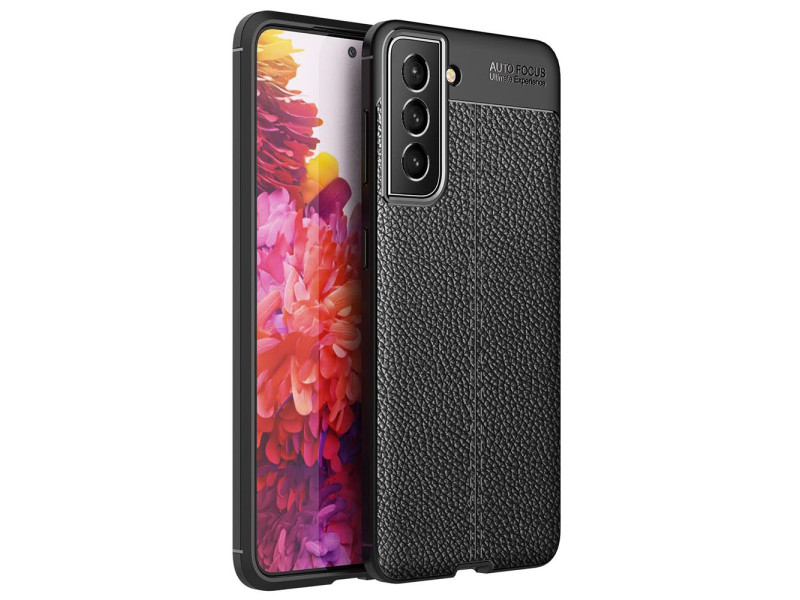 Newface Samsung Galaxy S21 FE Kılıf Focus Derili Silikon - Siyah