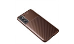 Newface Samsung Galaxy S21 FE Kılıf Focus Karbon Silikon - Kahverengi