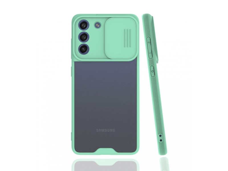 Newface Samsung Galaxy S21 FE Kılıf Platin Kamera Koruma Silikon - Açık Yeşil