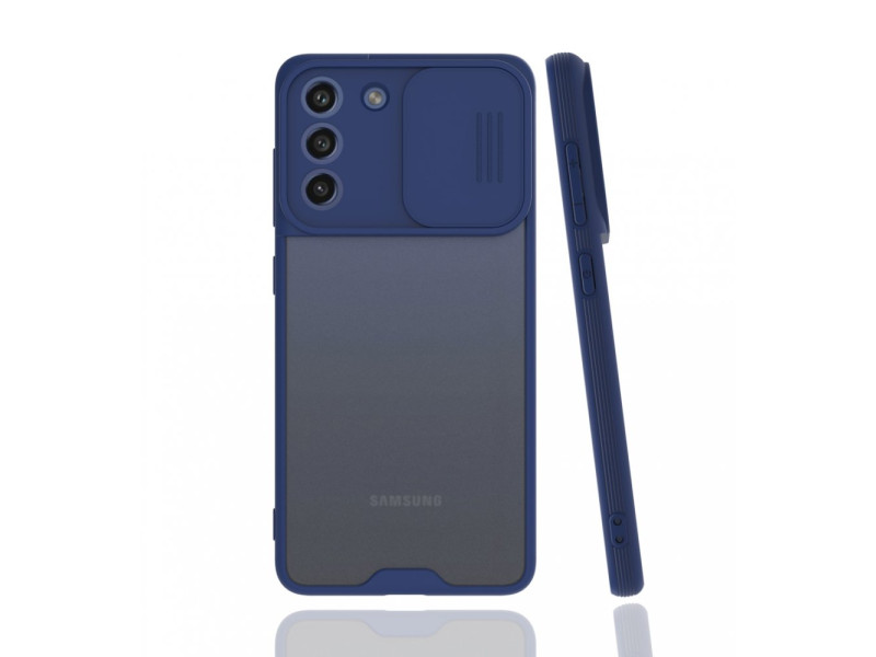 Newface Samsung Galaxy S21 FE Kılıf Platin Kamera Koruma Silikon - Lacivert