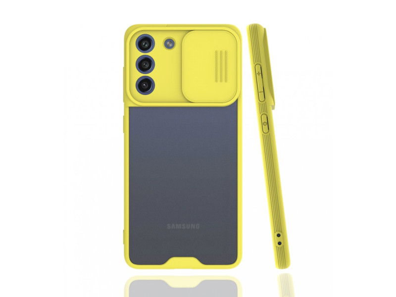 Newface Samsung Galaxy S21 FE Kılıf Platin Kamera Koruma Silikon - Sarı