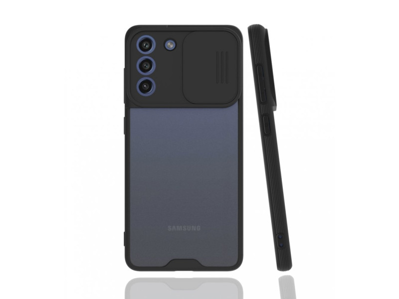 Newface Samsung Galaxy S21 FE Kılıf Platin Kamera Koruma Silikon - Siyah