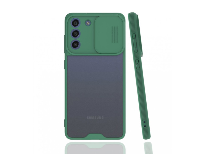 Newface Samsung Galaxy S21 FE Kılıf Platin Kamera Koruma Silikon - Yeşil