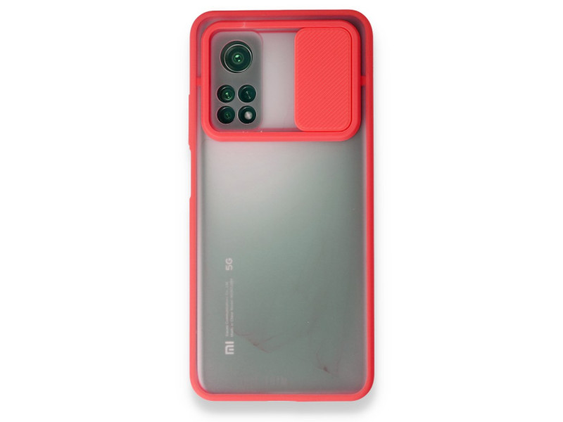 Newface Xiaomi Mi 10T Kılıf Palm Buzlu Kamera Sürgülü Silikon - Kırmızı