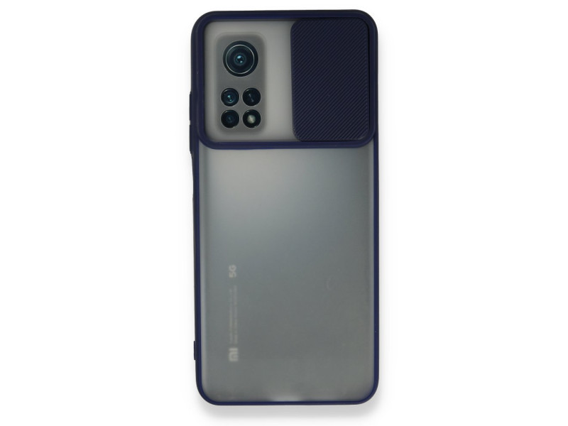 Newface Xiaomi Mi 10T Kılıf Palm Buzlu Kamera Sürgülü Silikon - Lacivert