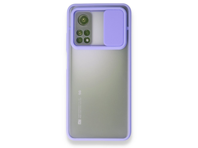 Newface Xiaomi Mi 10T Kılıf Palm Buzlu Kamera Sürgülü Silikon - Lila