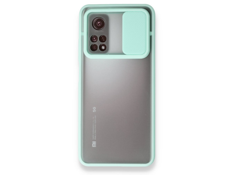 Newface Xiaomi Mi 10T Kılıf Palm Buzlu Kamera Sürgülü Silikon - Turkuaz