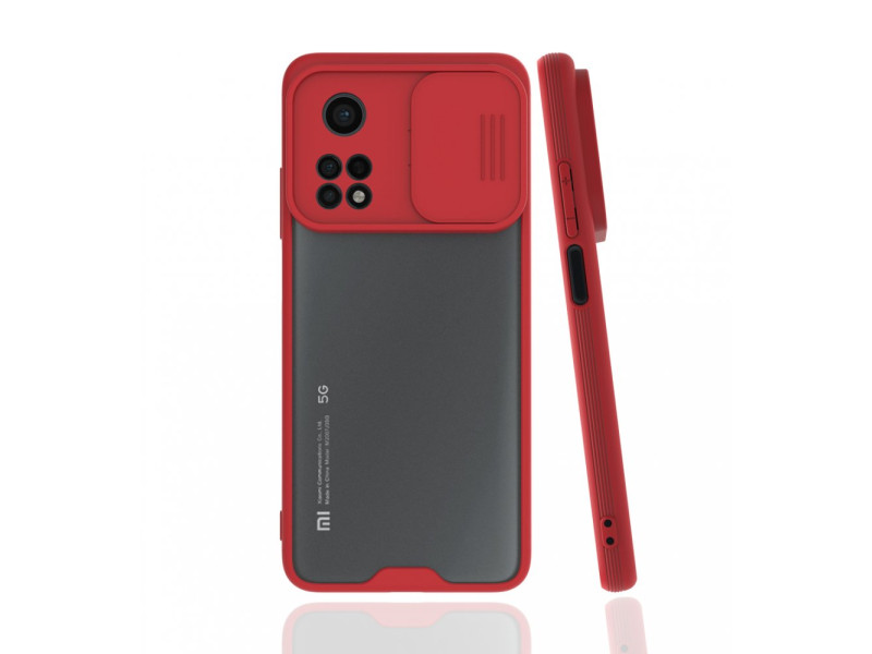 Newface Xiaomi Mi 10T Kılıf Platin Kamera Koruma Silikon - Kırmızı