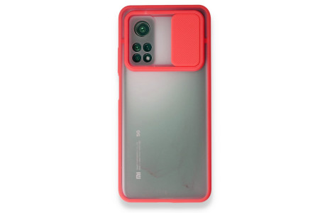 Newface Xiaomi Mi 10T Pro Kılıf Palm Buzlu Kamera Sürgülü Silikon - Kırmızı