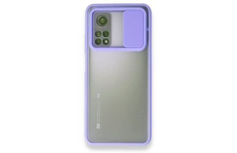 Newface Xiaomi Mi 10T Pro Kılıf Palm Buzlu Kamera Sürgülü Silikon - Lila