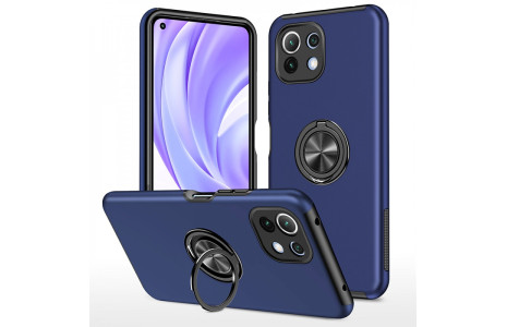 Newface Xiaomi Mİ 11 Lite Kılıf Elit Yüzüklü Kapak - Lacivert