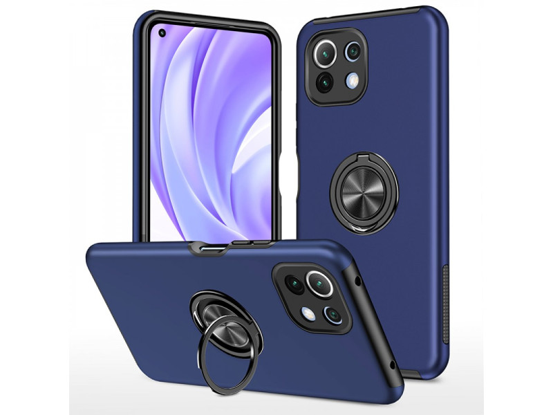 Newface Xiaomi Mİ 11 Lite Kılıf Elit Yüzüklü Kapak - Lacivert