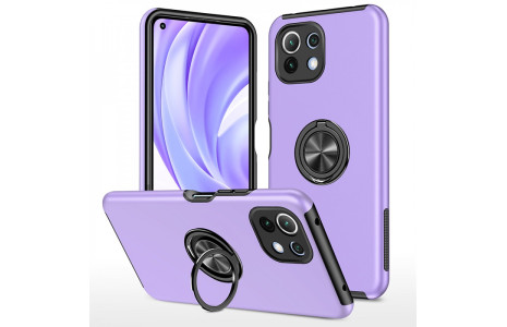 Newface Xiaomi Mİ 11 Lite Kılıf Elit Yüzüklü Kapak - Mor