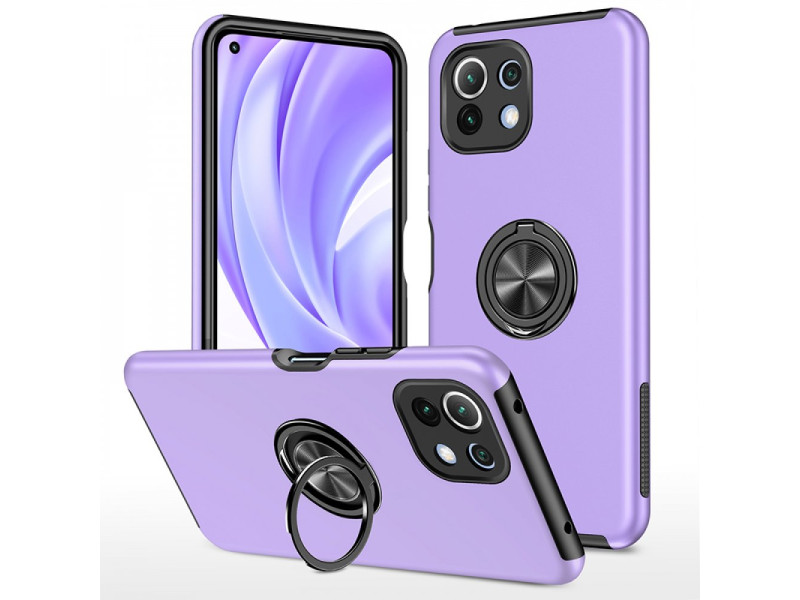 Newface Xiaomi Mİ 11 Lite Kılıf Elit Yüzüklü Kapak - Mor