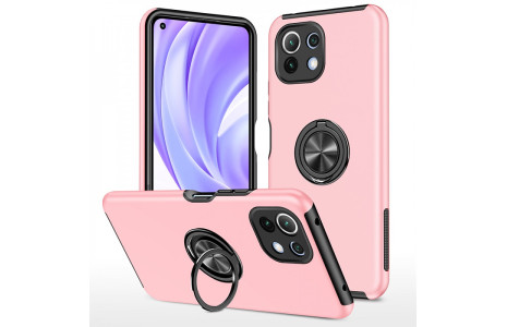 Newface Xiaomi Mİ 11 Lite Kılıf Elit Yüzüklü Kapak - Pembe