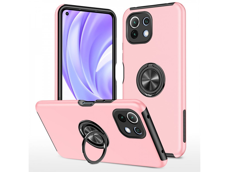 Newface Xiaomi Mİ 11 Lite Kılıf Elit Yüzüklü Kapak - Pembe