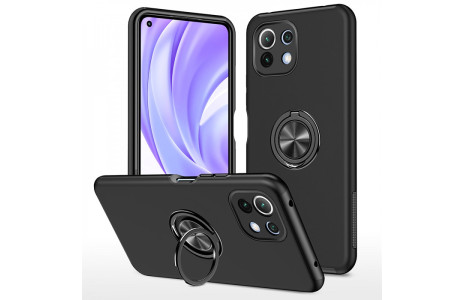 Newface Xiaomi Mİ 11 Lite Kılıf Elit Yüzüklü Kapak - Siyah
