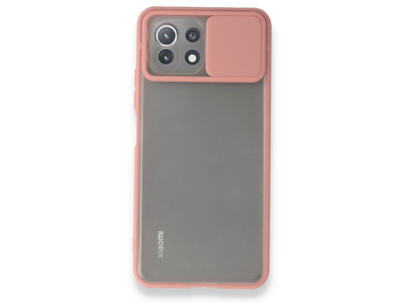 Newface Xiaomi Mİ 11 Lite Kılıf Palm Buzlu Kamera Sürgülü Silikon - Pembe